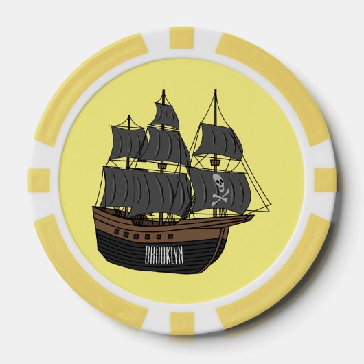 Lot De Jeton De Poker Illustration de bateau pirate (Recto)