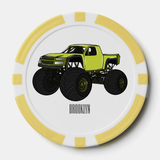 Lot De Jeton De Poker Illustration de camion monstre (Recto)