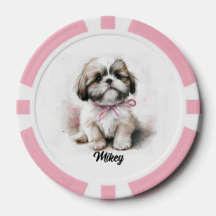 Lot De Jeton De Poker Illustration de chien mignon - Chih Tzu