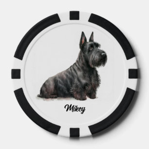 Lot De Jeton De Poker Illustration de chien mignon - Terrier Écossais