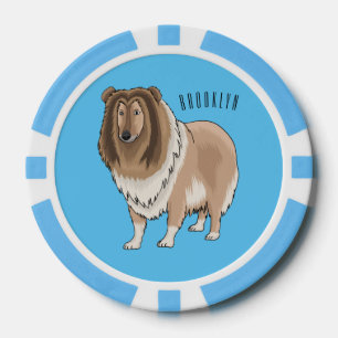 Lot De Jeton De Poker Illustration de chien Rough collie