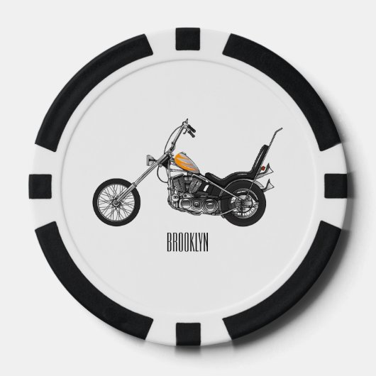 Lot De Jeton De Poker Illustration de Chopper Motorcycle 1950 (Recto)