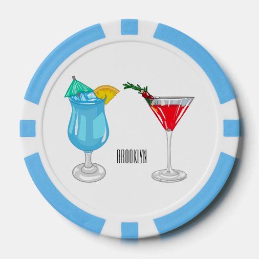 Lot De Jeton De Poker Illustration de cocktail (Recto)