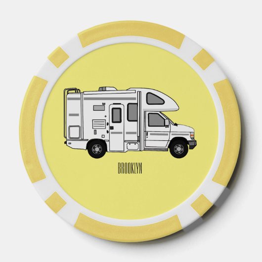 Lot De Jeton De Poker Illustration de dessin animé Campervan (Verso)