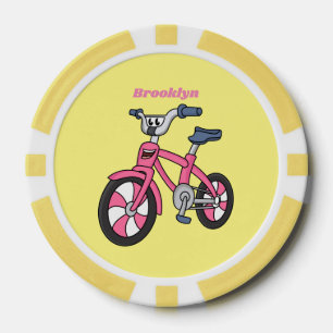 Lot De Jeton De Poker Illustration de dessin animé de vélo rose mignon p