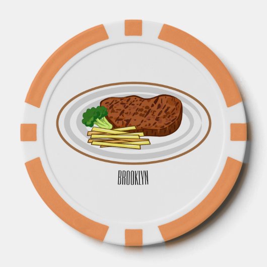 Lot De Jeton De Poker Illustration de dessin de steak (Recto)