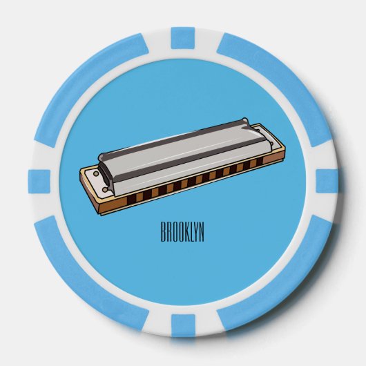 Lot De Jeton De Poker Illustration de dessin d'Harmonica (Recto)