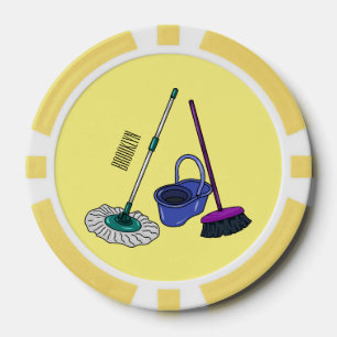 Lot De Jeton De Poker Illustration de la bande dessinée Broom & mop