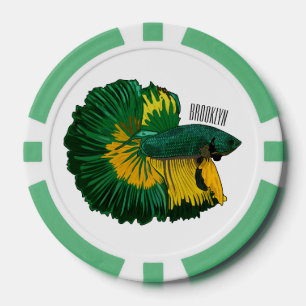 Lot De Jeton De Poker Illustration de la caricature de poisson de combat