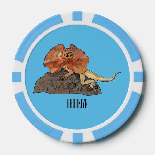 Lot De Jeton De Poker Illustration de lézard à col frisé (Recto)