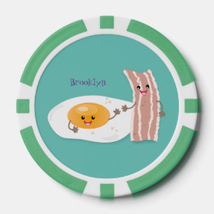 Lot De Jeton De Poker Illustration de l'oeuf de Cute kawaii et du bacon