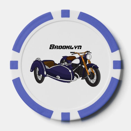 Lot De Jeton De Poker Illustration de moto pourpre Sidecar (Recto)
