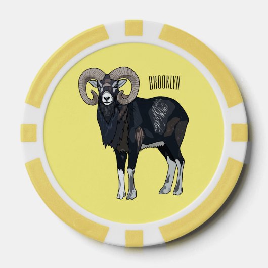 Lot De Jeton De Poker Illustration de mouflon, mouton (Recto)