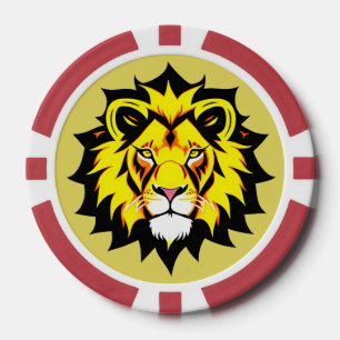 Lot De Jeton De Poker Illustration de tête de lion avec détails complexe