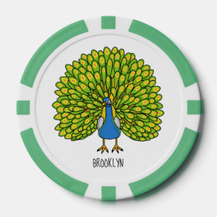 Lot De Jeton De Poker Illustration d'oiseau de paon brillant