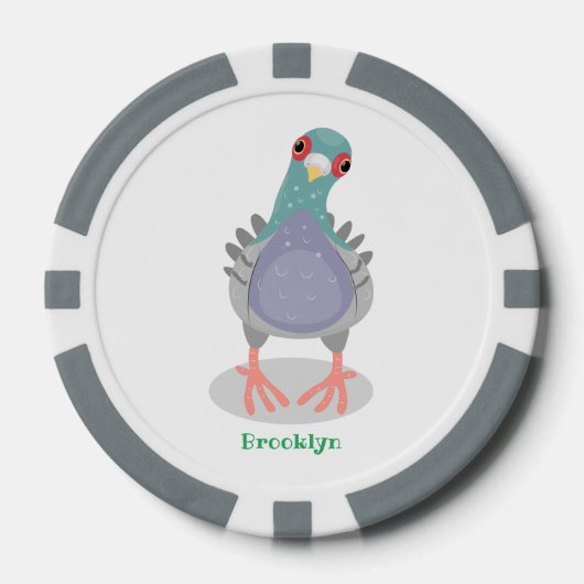 Lot De Jeton De Poker Illustration drôle de pigeon curieux (Recto)