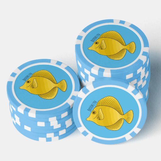 Lot De Jeton De Poker Illustration du poisson-tang jaune (Empiler)