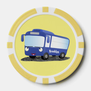 Lot De Jeton De Poker Illustration d'un bus moderne bleu mignon