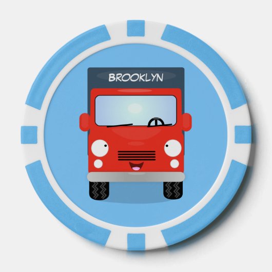 Lot De Jeton De Poker Illustration d'un camion kawaii rouge mou (Recto)