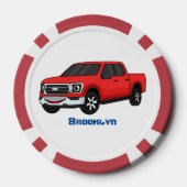 Lot De Jeton De Poker Illustration d'une camionnette rouge mou (Verso)