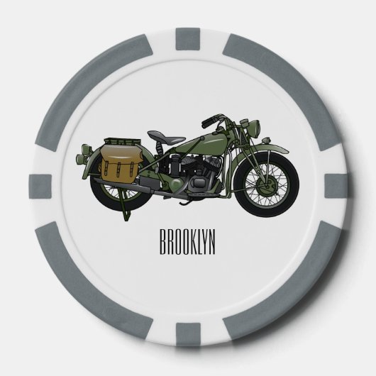 Lot De Jeton De Poker Illustration d'une moto de croiseur militaire (Recto)