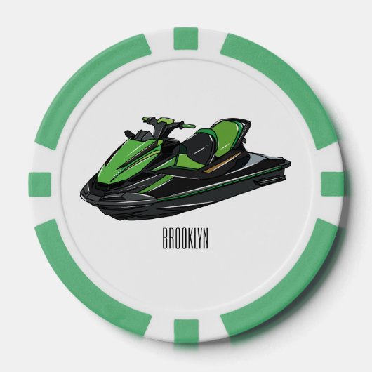 Lot De Jeton De Poker Illustration Jet ski (Recto)