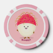 Lot De Jeton De Poker Illustration mignon du ramboutan rose (Verso)