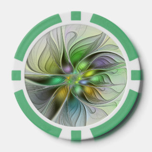 Lot De Jeton De Poker Imaginaire coloré Fleur moderne Abstrait Fractal