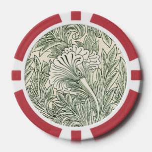 Lot De Jeton De Poker Impression d'art floral Tulipe verte de William Mo