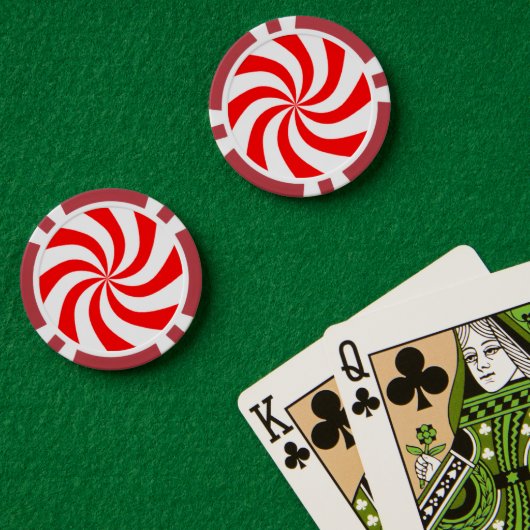 Lot De Jeton De Poker Impression spirale rouge et blanche (Table de poker (double))