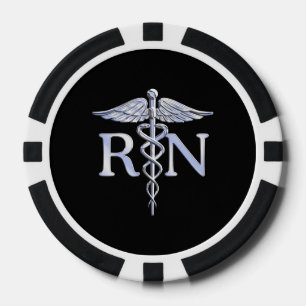 Lot De Jeton De Poker Infirmière inscrite RN Caduceus Snakes sur Décor n
