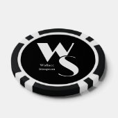 Lot De Jeton De Poker Initiales Monogramme Nom Noir et Blanc Jouer (Simple)