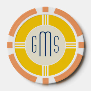Lot De Jeton De Poker Initiales Monogrammes Art Déco Personnalisé Poker 