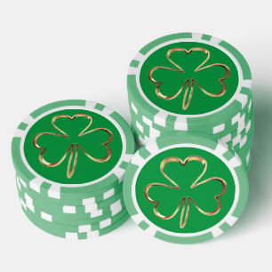 Lot De Jeton De Poker Irlandais Good Luck Clover Green Gold Shamrock