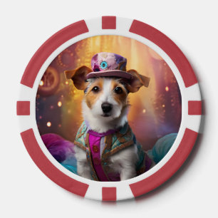 Lot De Jeton De Poker Jack Russell en costume coloré