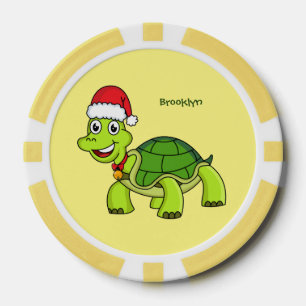 Lot De Jeton De Poker Jolie tortue en chapeau de Père Noël