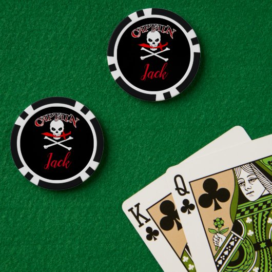 Lot De Jeton De Poker Jolly roger personnalisé (Cutlass) (Table de poker (double))