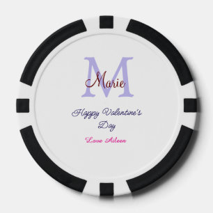 Lot De Jeton De Poker Joyeuse Saint-Valentin pastel violet monogramme ro