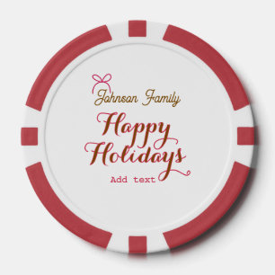 Lot De Jeton De Poker Joyeuses fêtes ruban rose doré nom de famille nom 