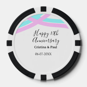 Lot De Jeton De Poker Joyeux 10e anniversaire de mariage simple nom mini