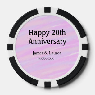 Lot De Jeton De Poker Joyeux 20e anniversaire rose violet pastel nom bol
