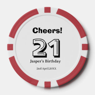 Lot De Jeton De Poker Joyeux 21 anniversaire nom en lettres grasses garç