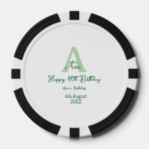 Joyeux 40e anniversaire vert ajouter nom monogramm