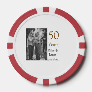 Lot De Jeton De Poker Joyeux 50e anniversaire ajouter nom du couple date