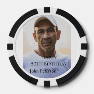 Lot De Jeton De Poker Joyeux 50e anniversaire nom photo année homme simp