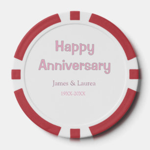 Lot De Jeton De Poker Joyeux anniversaire de mariage nom date année rose