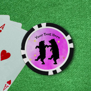 Lot De Jeton De Poker Joyeux Black Dancing Bears String of Stars Rose