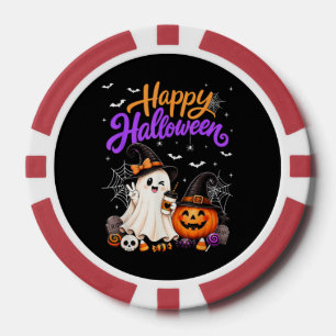 Lot De Jeton De Poker Joyeux Halloween Gentil Fantôme Citrouille Effraya