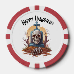 Lot De Jeton De Poker Joyeux Halloween Tête de Pierre et Squelette