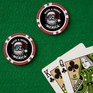 Lot De Jeton De Poker Joyeux Merica Père Noël Patriotique